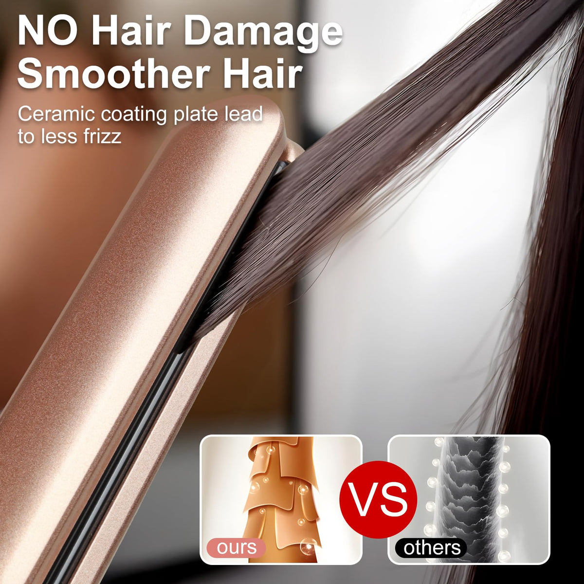 Flat Iron Hair Straightener with Floating Plates, Adjustable Temp