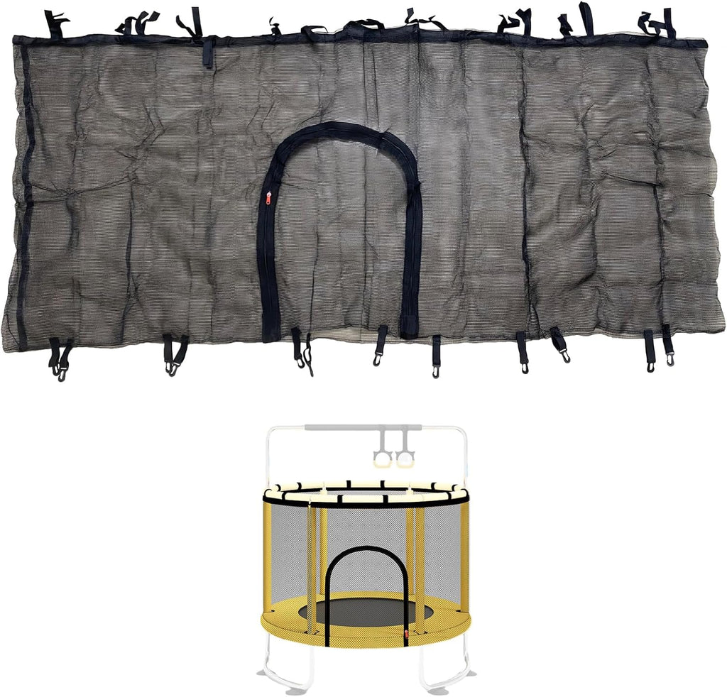 55" 60" Trampoline Replacement Net with Zipper and Hooks, Breathable and Tear Resistant, Trampoline Enclosure Net