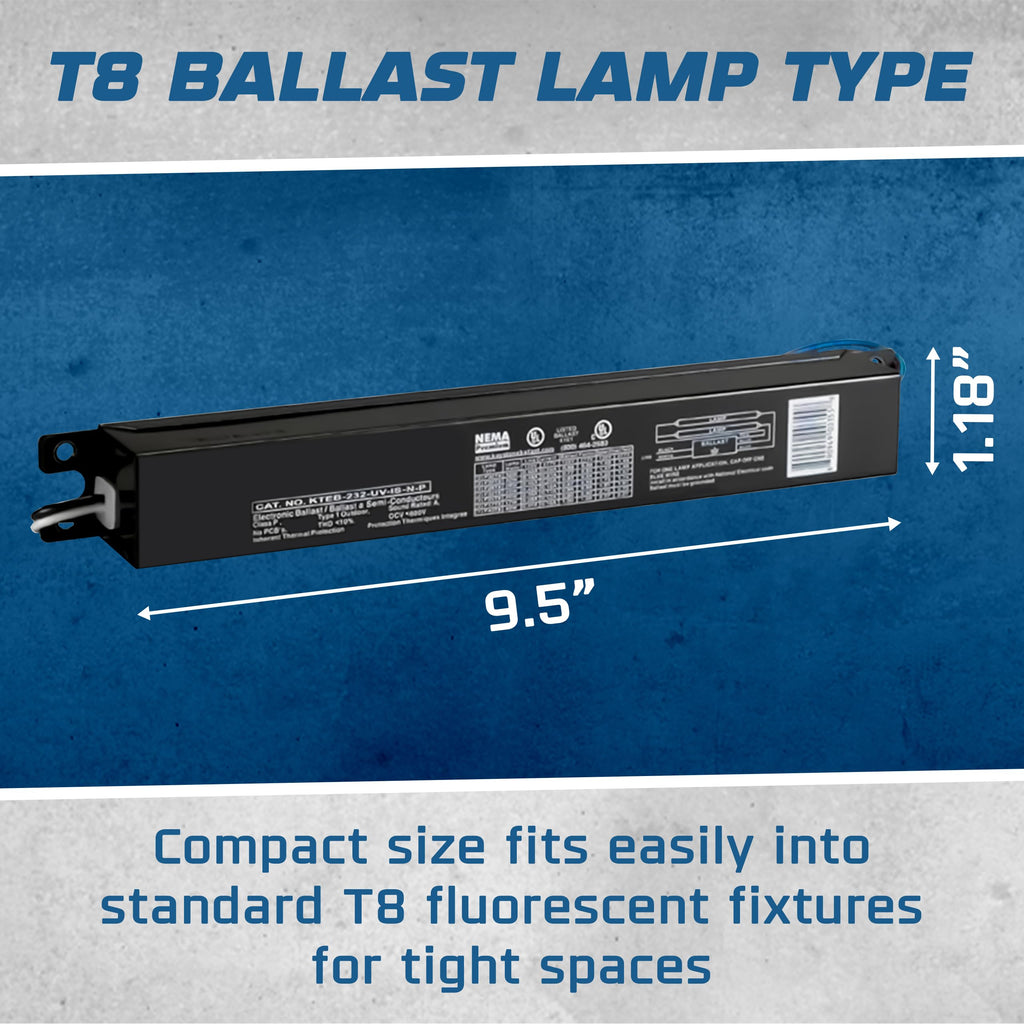 2 Lamp T8 Electronic Ballast, 120-277V, Instant Start