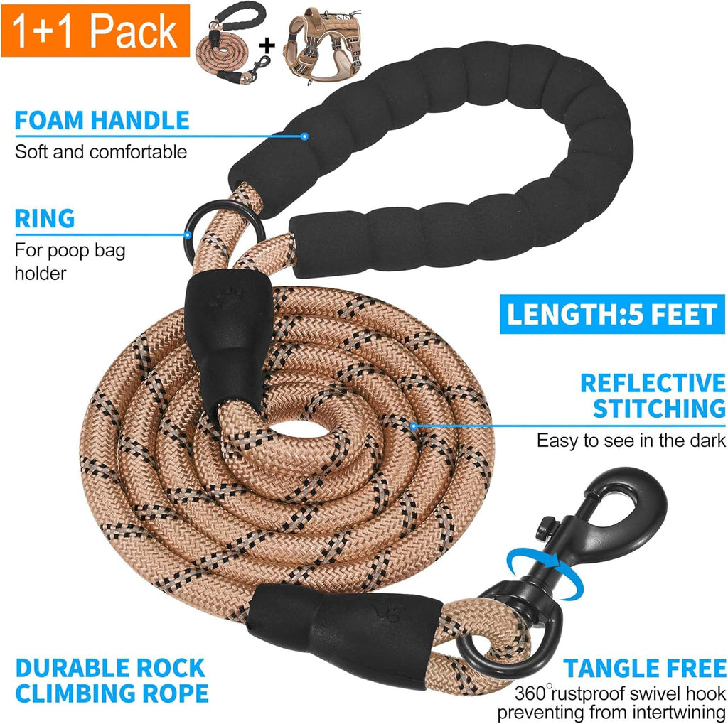 Heavy Duty Tactical Dog Harness for Small Dogs, No Pull Adjustable Pet Harness Reflective Service Training Easy