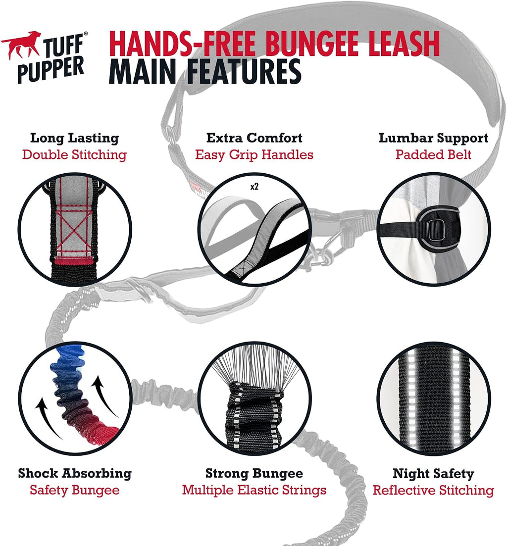 Hands Free Bungee Dog Leash, Waist Belt for Running & Walking