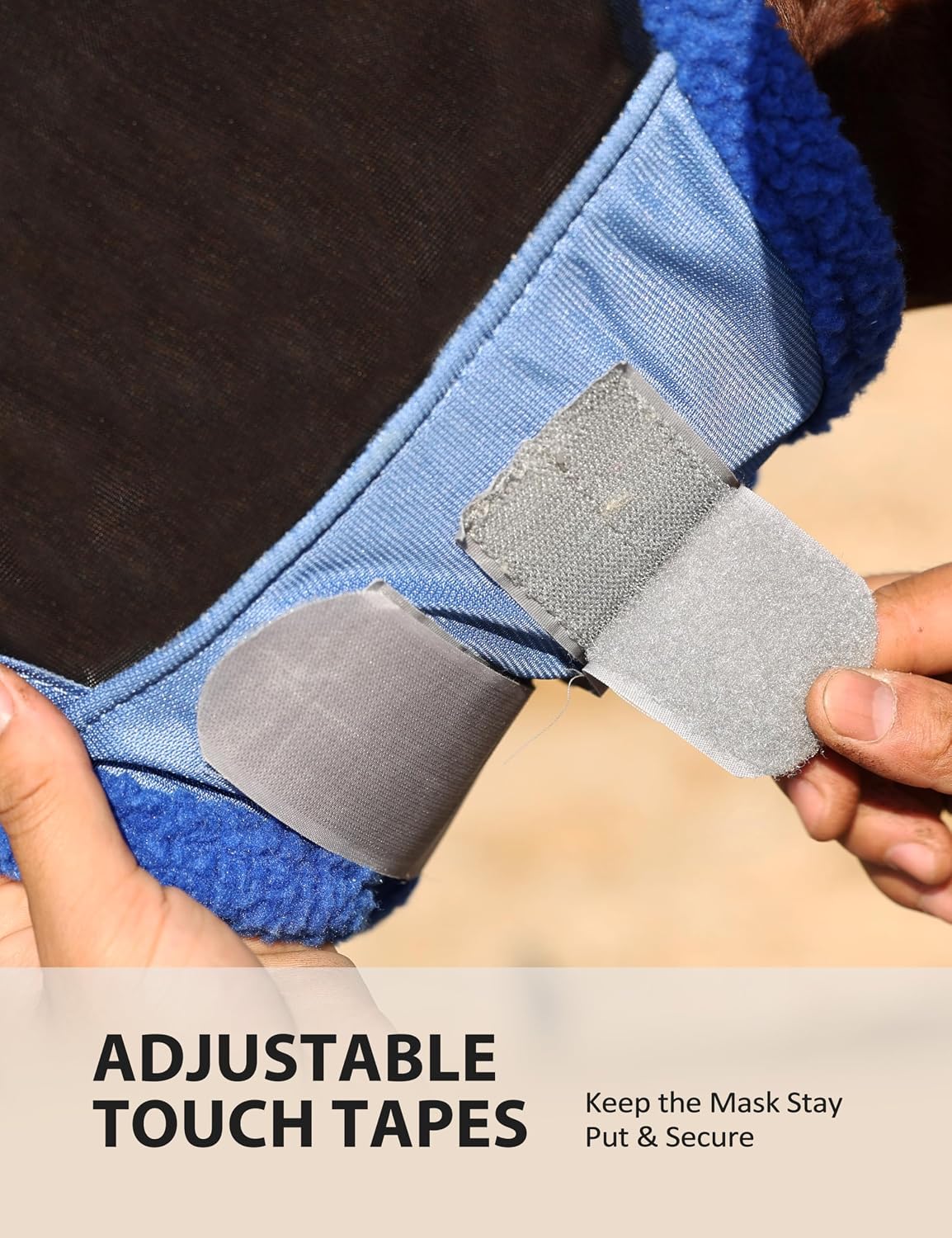 Horse Fly Mask UV Protective Fine Mesh with Extra Wool Soft Touch on Skin Fly and UV Protection Aquamarine-Black M