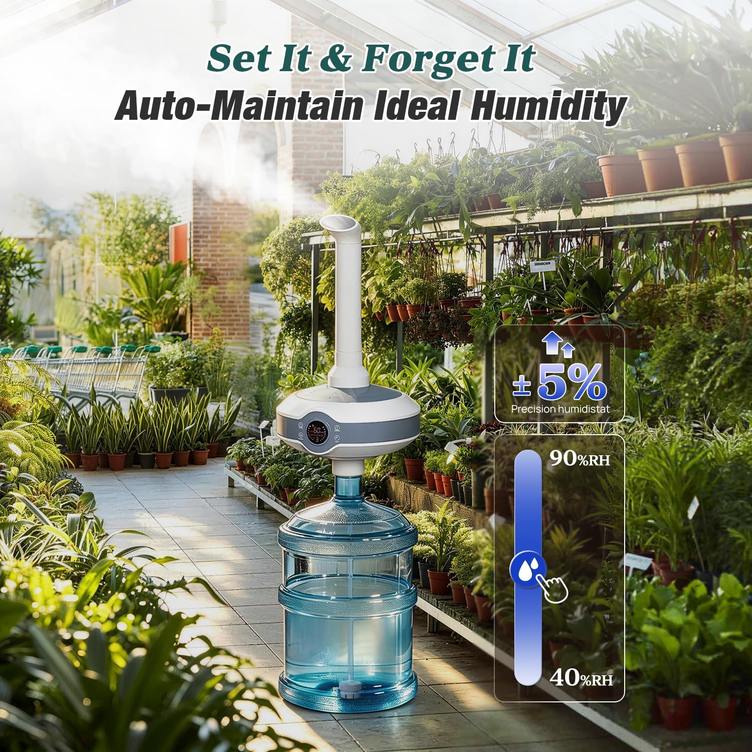 Humidifier Large Room 1000 sq.ft. Whole house & Commercial | Tankless Ultrasonic Cool Mist for Bedroom Home, Office