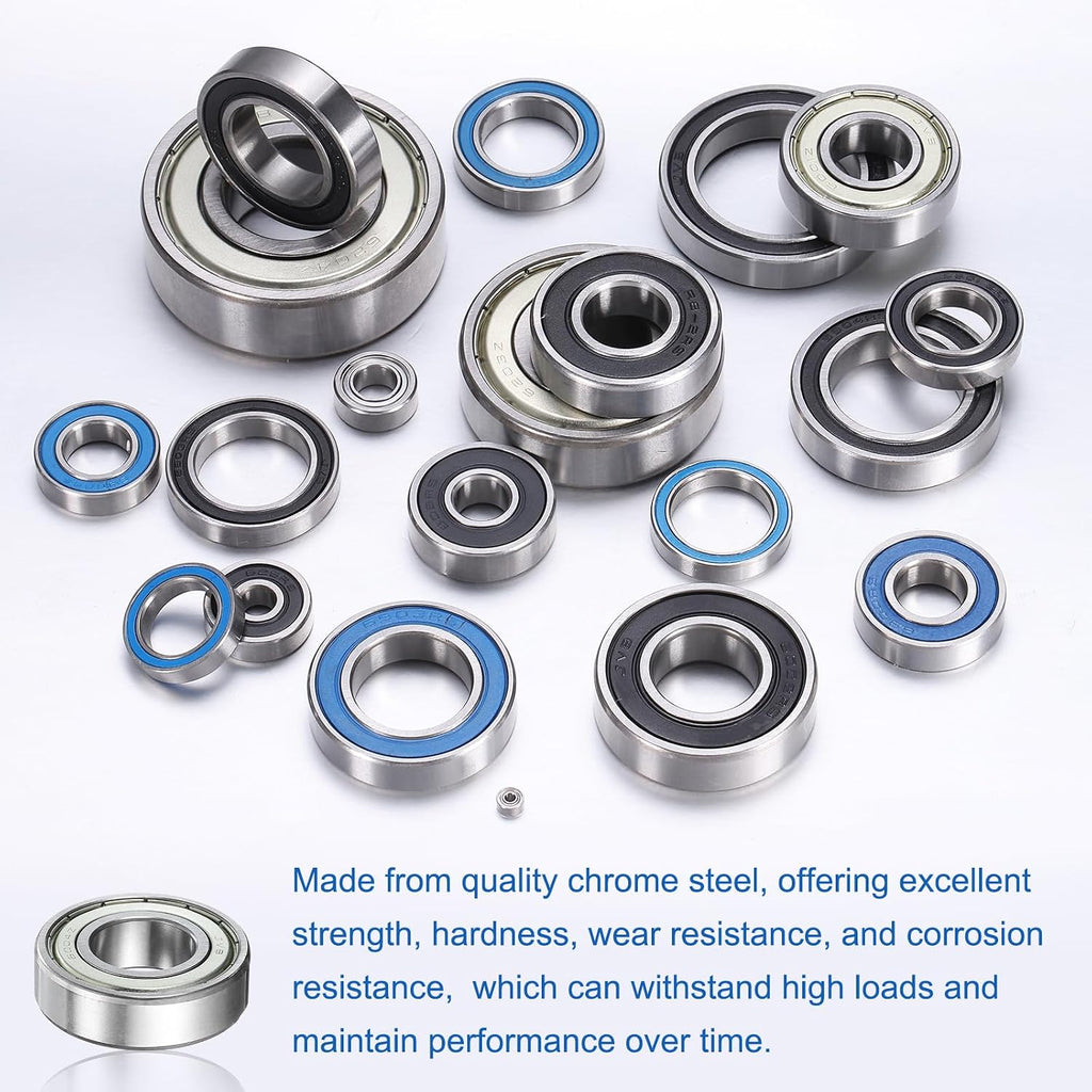 uxcell 6004ZZ Deep Groove Ball Bearing, 2pcs 20 mm x 42 mm x 12 mm(ID x OD x T) Chrome Steel Z2 Double Steel Sealed Bearing, Silver