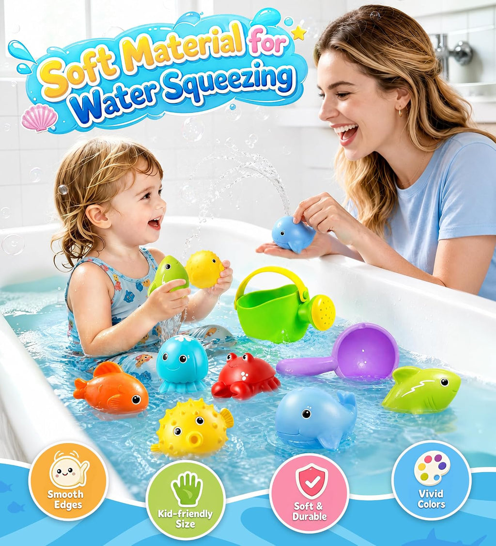 Baby Bath Toys for Kid, Squeezable Bathtub Toys Water Pool Toy for Toddlers | 10PCS Floating Pool Toy for Toddlers