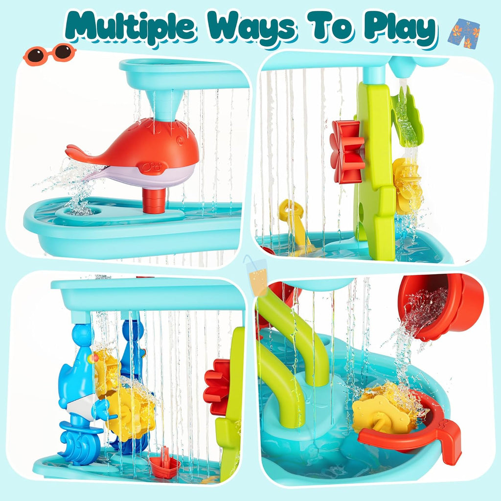 4 -Tier Kids Sand and Water Table for Toddlers - Outdoor Water Sand Play Table Toys for Boys Girls, Summer Splash