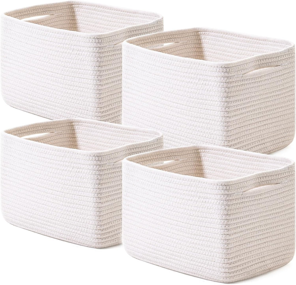 Storage Baskets for Organizing, Woven Basket for Storage, Storage Baskets Bin for Shelves, Cotton Rope Basket with