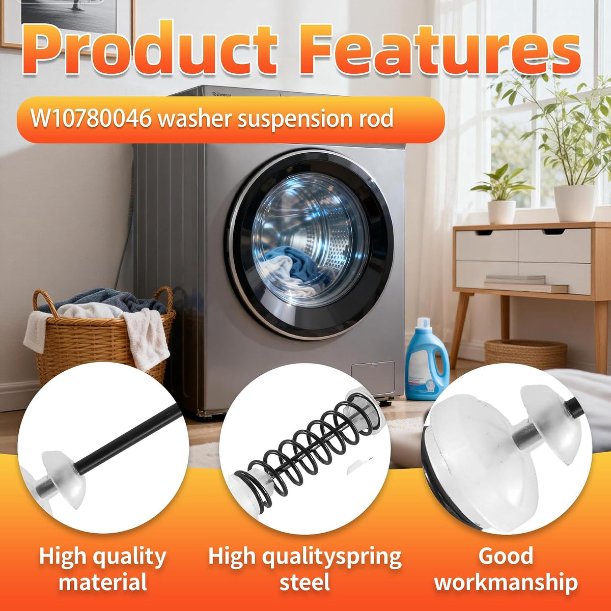 W10780046 W10110313 W10110314 W10404706 Washer Suspension Rods Kit (4 Pcs)