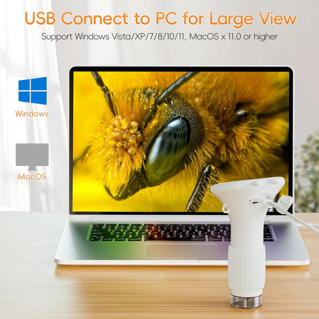 Microscope for Kids, SKYBASIC 2" IPS Screen 1000X Handheld Digital Microscopes HD Pocket Portable Mini USB Microscope