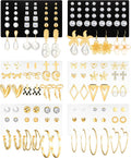 84 Pairs Gold Stud Earrings Set for Women Multipack, Fashion Pearl Cubic Zirconia Butterfly Earrings Packs Piercings