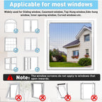 Magnetic Window Screen, 40x59in, White Frame Gray Fiberglass Mesh