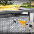 43 in Wicker Propane Fire Pit Table with Lid, 55,000 BTU