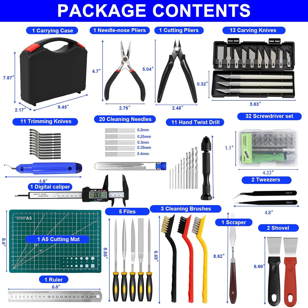 3D Printer Tool Kit, 105 Pcs 3D Printer Accessories Includes Deburring Tool, Removal Tools, Digital Caliper, Cutting