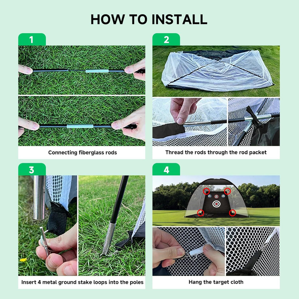 Golf Practice Net with Mat 10x7ft, Hitting Net for Backyard Outdoor Driving & Chipping, Heavy Duty Training Equipment