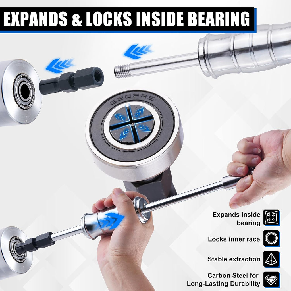 12PCS Blind Hole Bearing Puller Set, Internal Bearing Extractor Puller with Slide Hammer Pilot Bearings Removal Tool