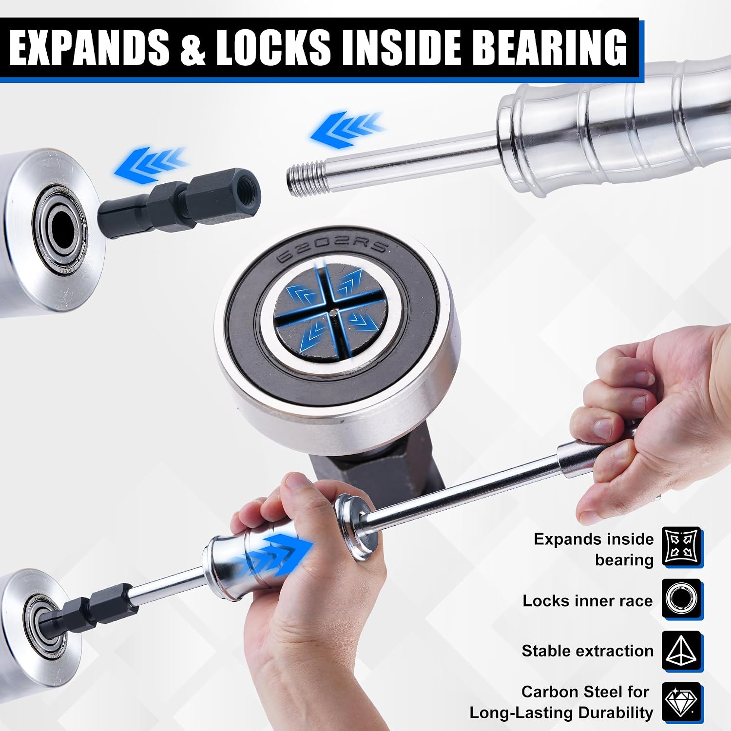 12PCS Blind Hole Bearing Puller Set, Internal Bearing Extractor Puller with Slide Hammer Pilot Bearings Removal Tool