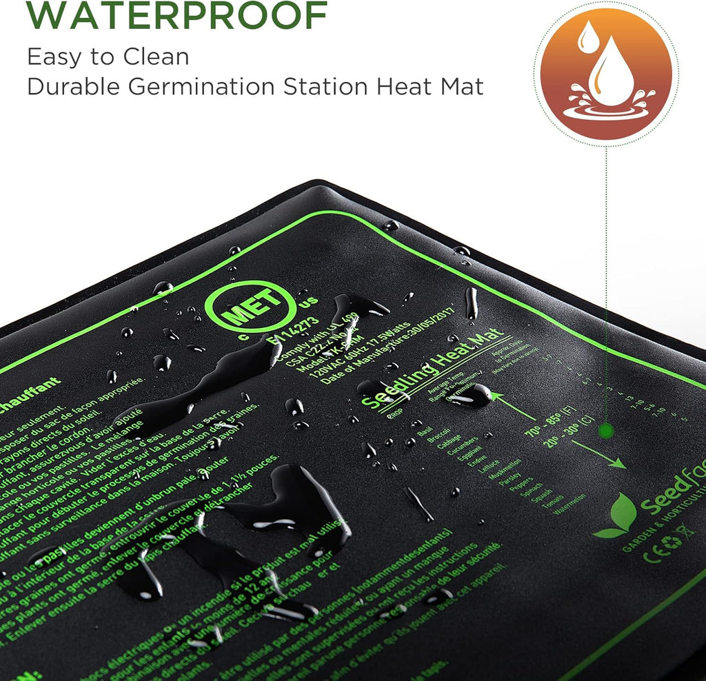 MET Certified 2 Pack Seedling Heat Mat, Seedfactor Adjustable Temperature Waterproof Durable Germination Station Heat