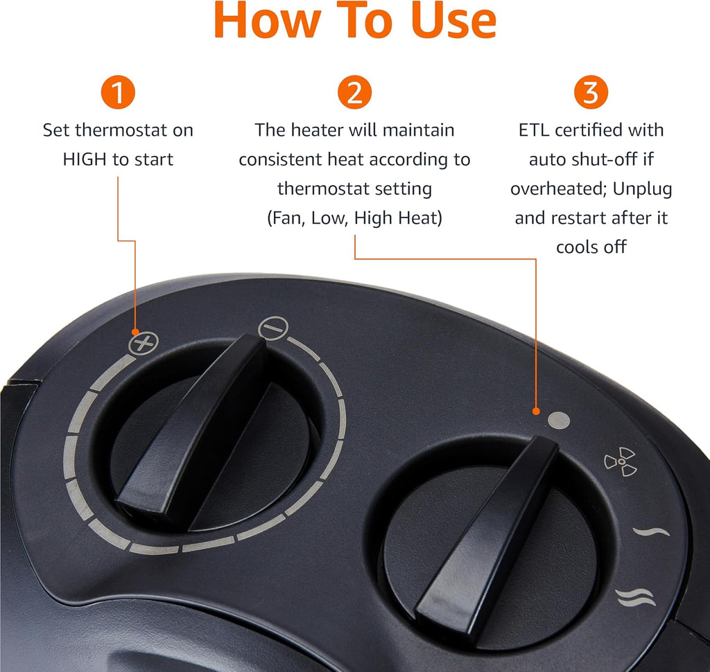 Ceramic Space Heater, Portable Indoor Heating Solution, With Overheat and Tip-Over Protection, Thermostat