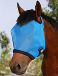 All Round Mesh Horse Fly Mask UV Protective with Fleece Padded Edging Sky Blue L