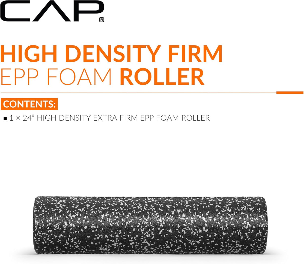 24-Inch Firm High-Density Foam Roller, Exercise & Recovery Massage, Speckled