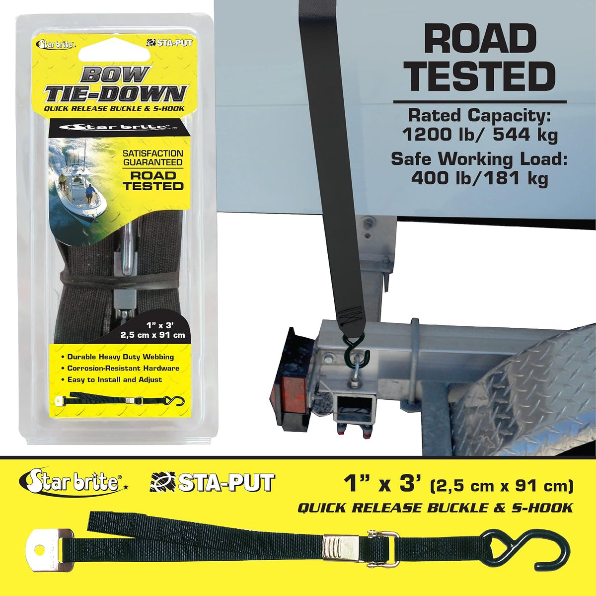 STAR BRITE 36" Heavy-Duty Tie Down Strap with Quick Release Buckle