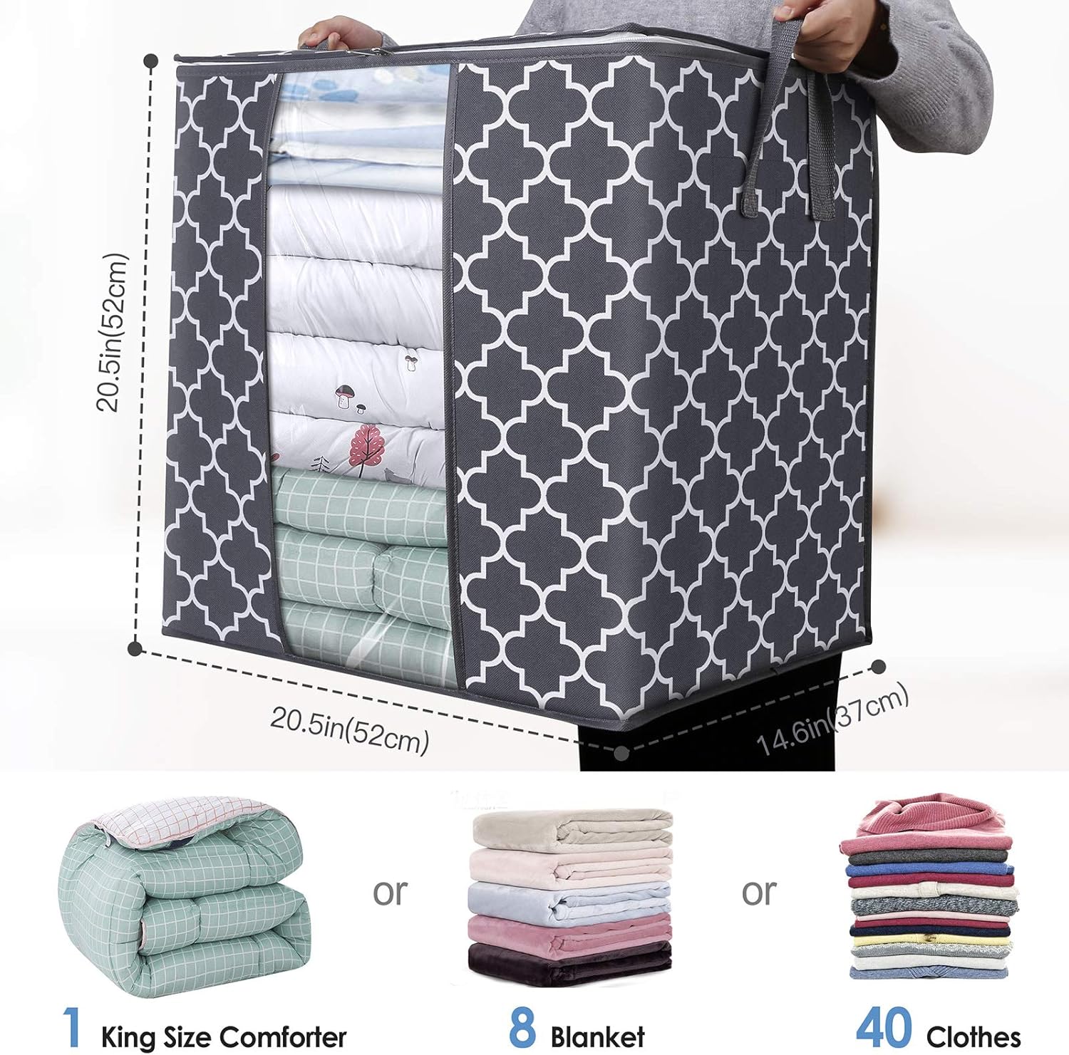 Storage Bags 3 Pack/100L Large Blanket Clothes Organization and Storage Containers for Comforters,Bedding, Foldable