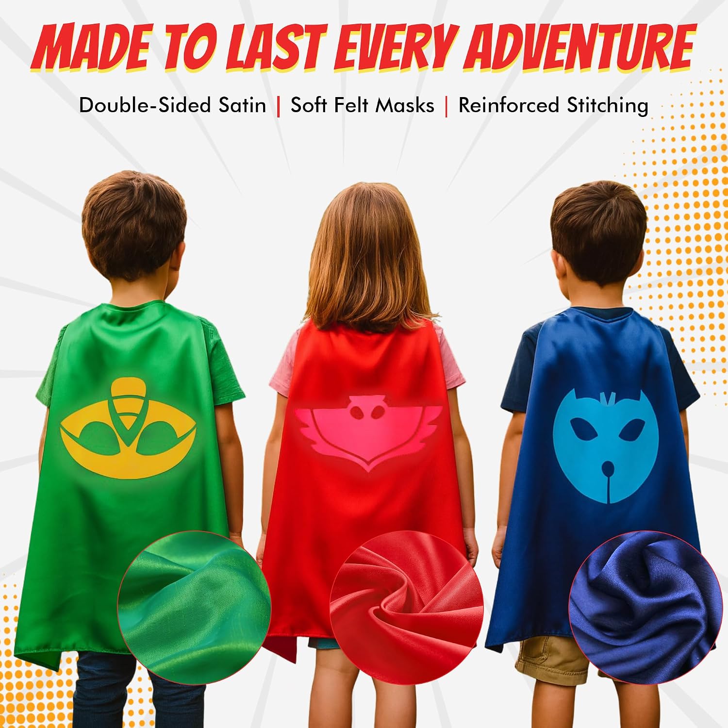 Superhero Capes and Masks for Kids - Satin Capes and Felt Masks for Boys