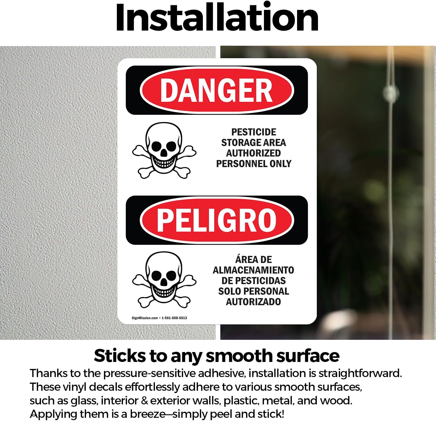 (2 Pack) Pesticide Storage Area Personnel Only OSHA Danger Sign 7 Inch X 10 Inch Vinyl Label Decal Sticker Weather