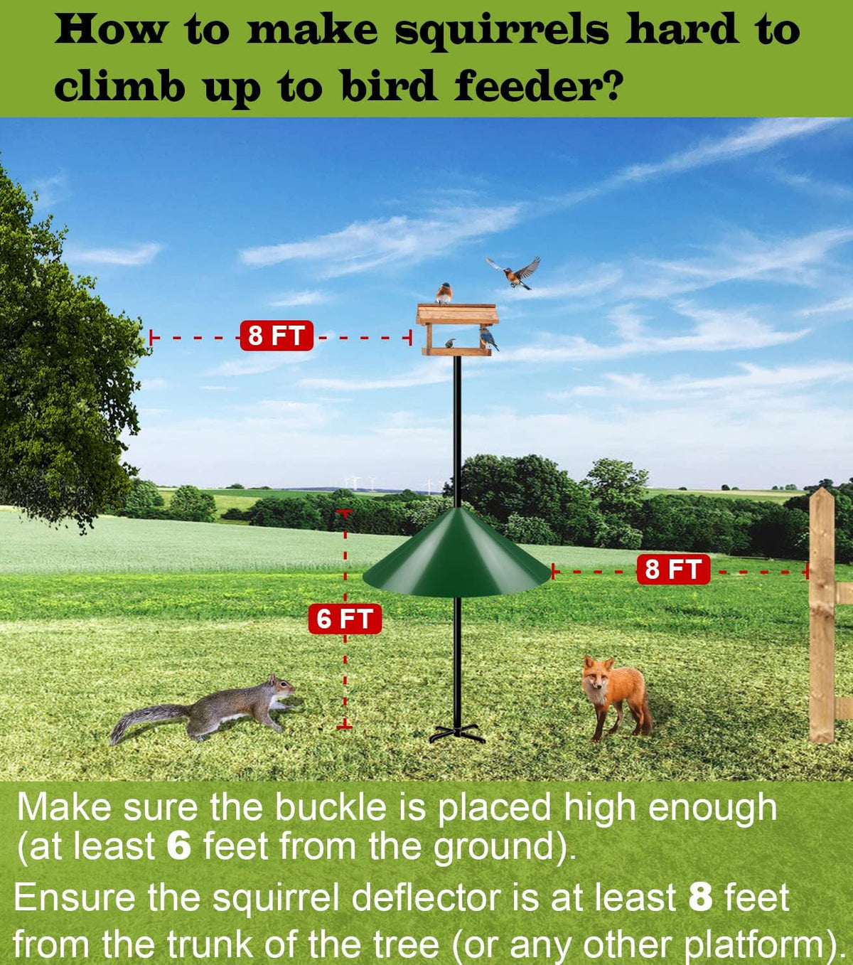 19 Inch Wide Squirrel Baffle for Bird Feeder Pole, Outside Pole Mount Stopper & Bird House Guard for Outdoor