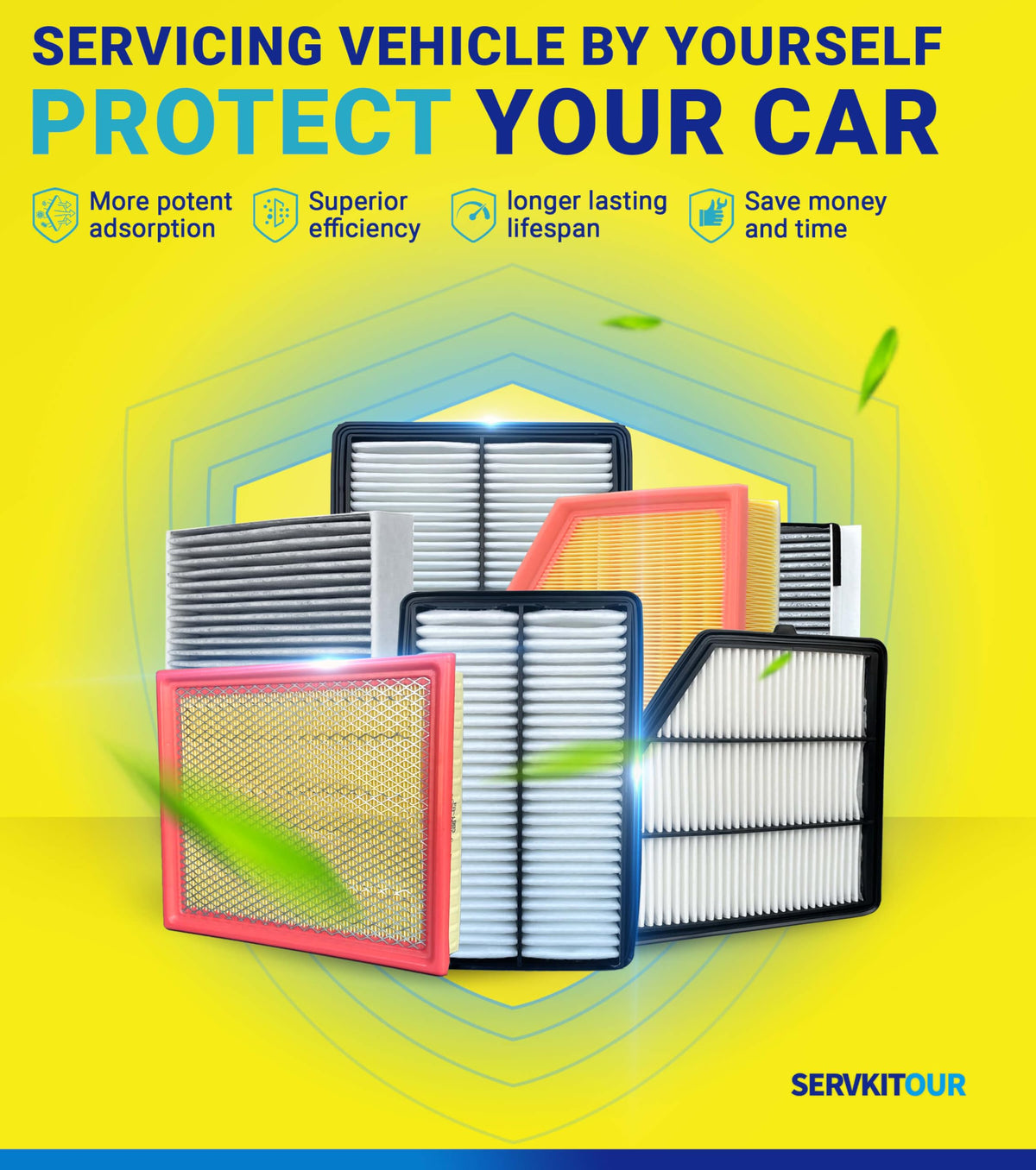 SERVKITOUR (Hybrid Only) Engine Cabin Air Filter for RAV4 (2019-2025)