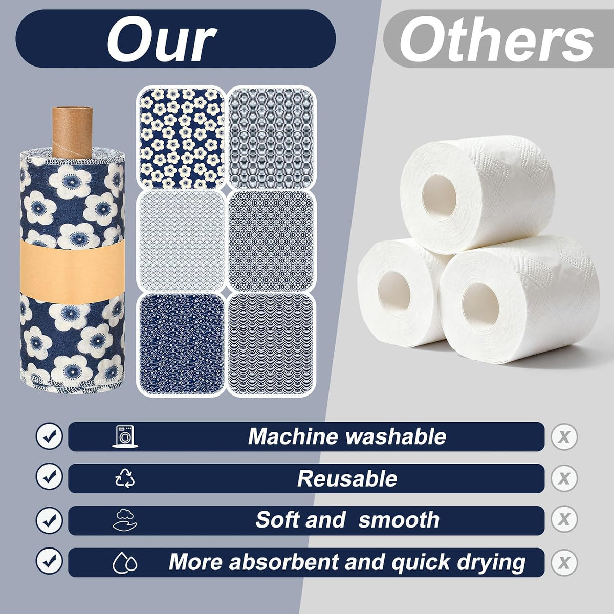 30 Pcs Reusable Paper Towel for Kitchen, Geometric Style