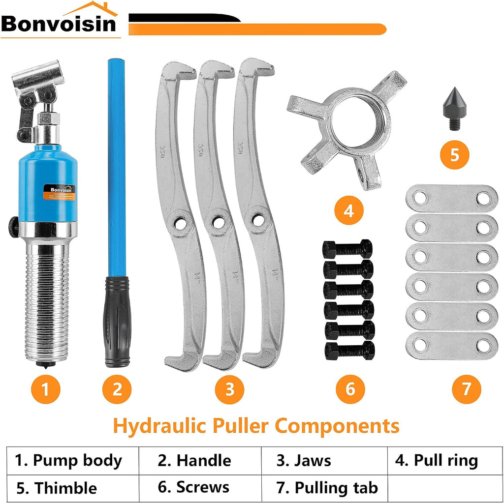 20T Hydraulic Gear Puller Set Wheel Bearing Puller Kit 2 or 3 Jaws Pulling Separator for Wheel Hubs Rotors Car Axles