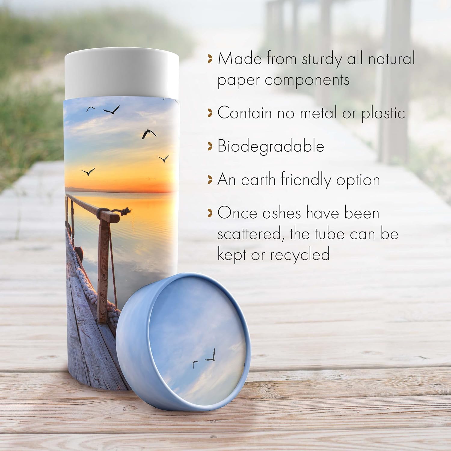Dock of The Bay Biodegradable Urns - Adult-Friendly Eco Cremation Urns and Scattering Tubes