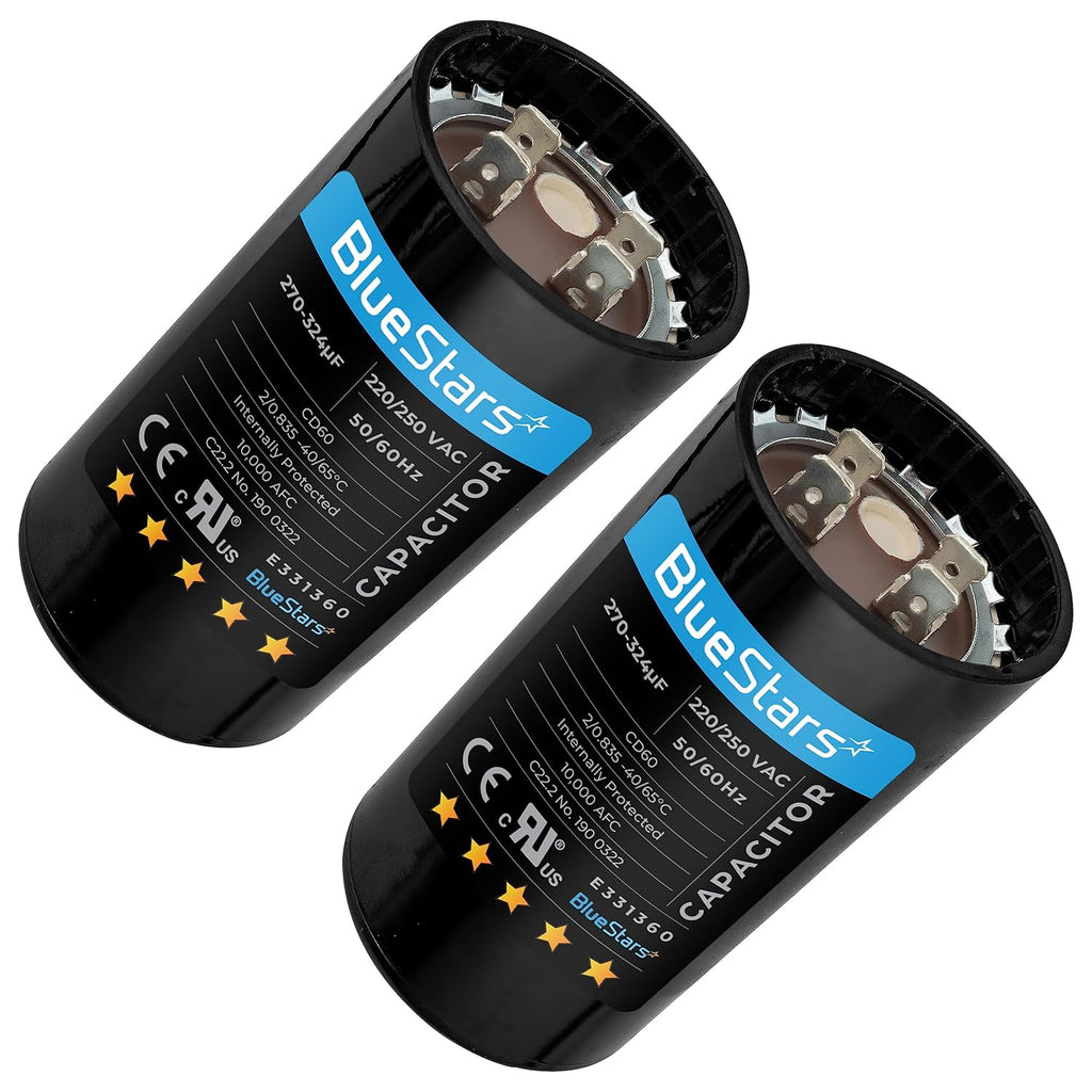 [Updated Version] BlueStars 2-Pack 270-324 uF MFD 250 VAC Motor Capacitor