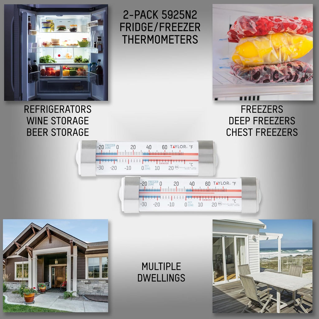 Refrigerator Freezer Tube Thermometer 2-Pack