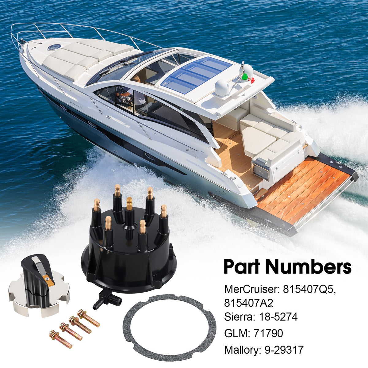 815407Q5 Distributor Cap & Rotor Kit for Mercruiser 4.3L V6