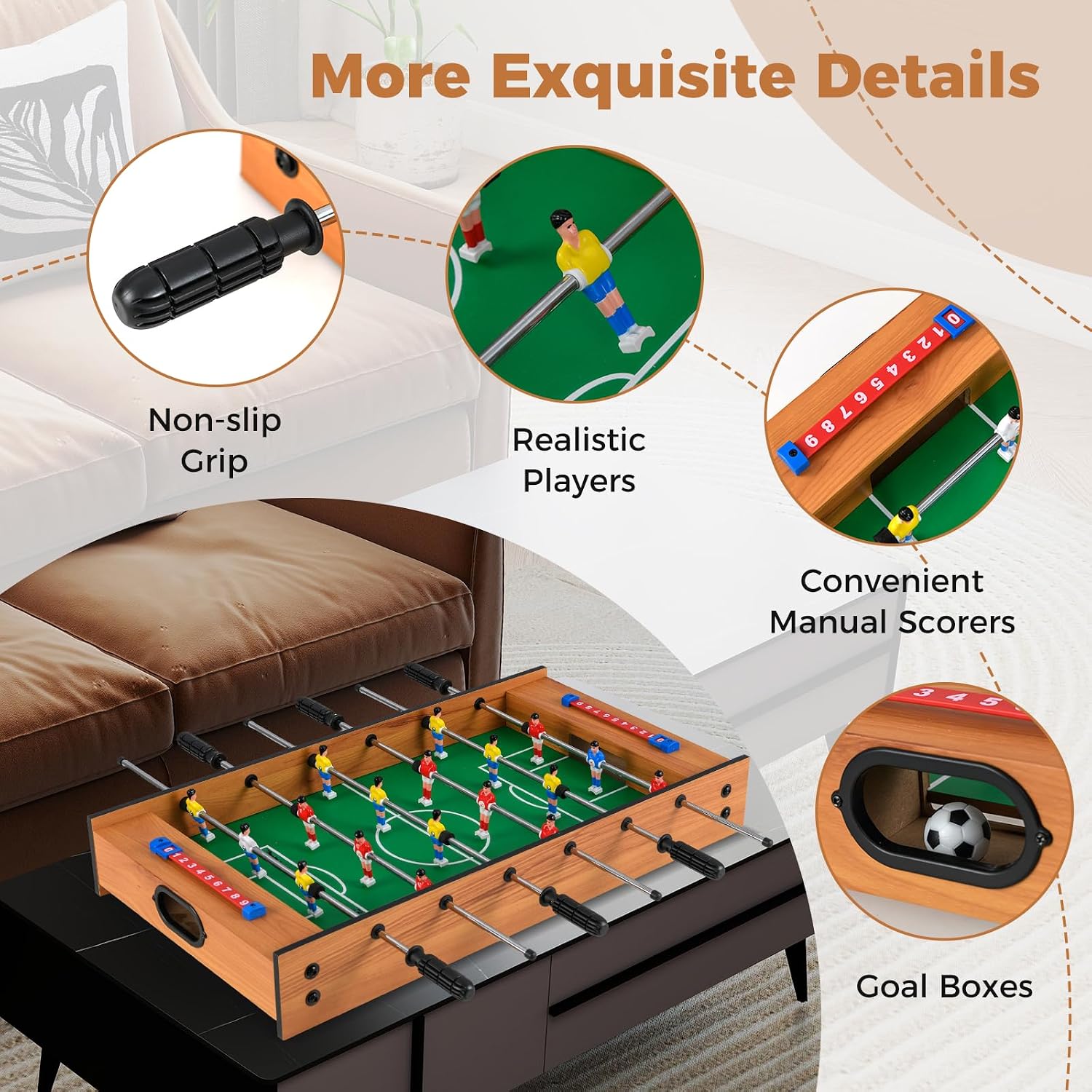 2 in 1 Multi Game Table, Tabletop Foosball Table & Hockey, Combo Game Table Set with Complete Accessories for Kids &