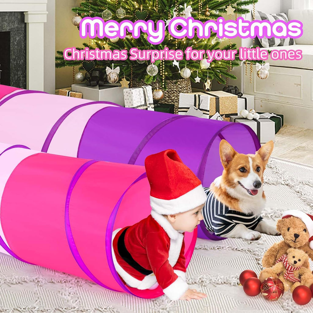 Kids Play Tunnel Tent for Toddler, 6-ft Pop Up Crawl Tunnel Toy for Baby Infant Children or Dog Cat, Collapsible Gift
