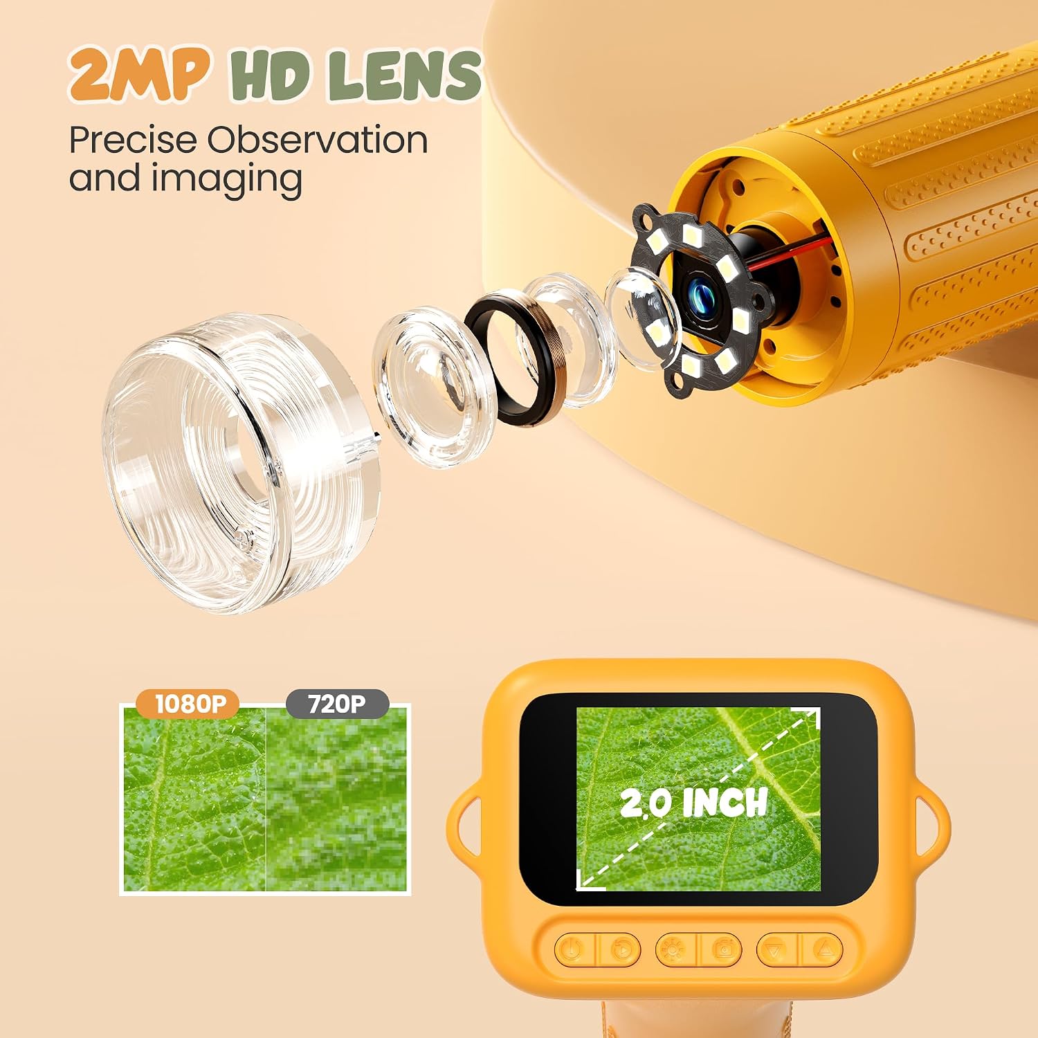 1000X Portable Handheld Digital Microscope for Kids with HD2.0 IPS Screen | 50X-1000X Magnification, STEM Educational
