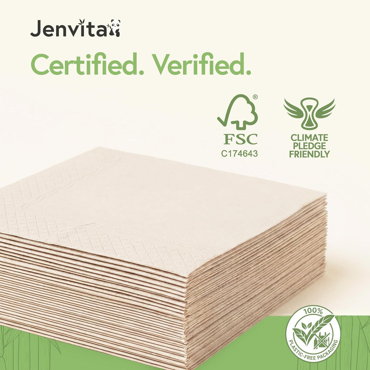 100% Bamboo Table Napkins, 250 Pack, 6.5 x 6.5 Inch