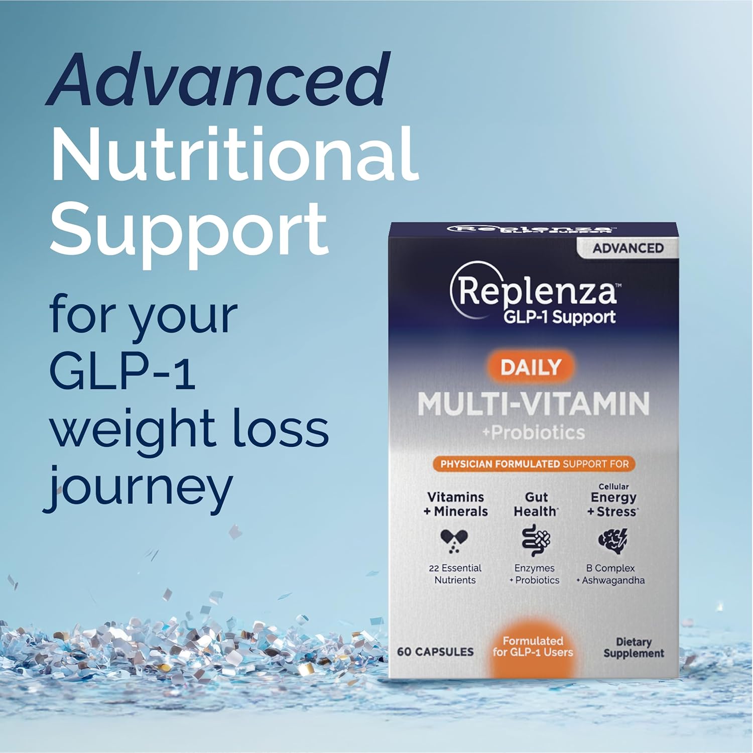 Advanced Multivitamin – Daily Essential Vitamins and Minerals + Probiotics for GLP-1 Support, Gut Health, Stress &