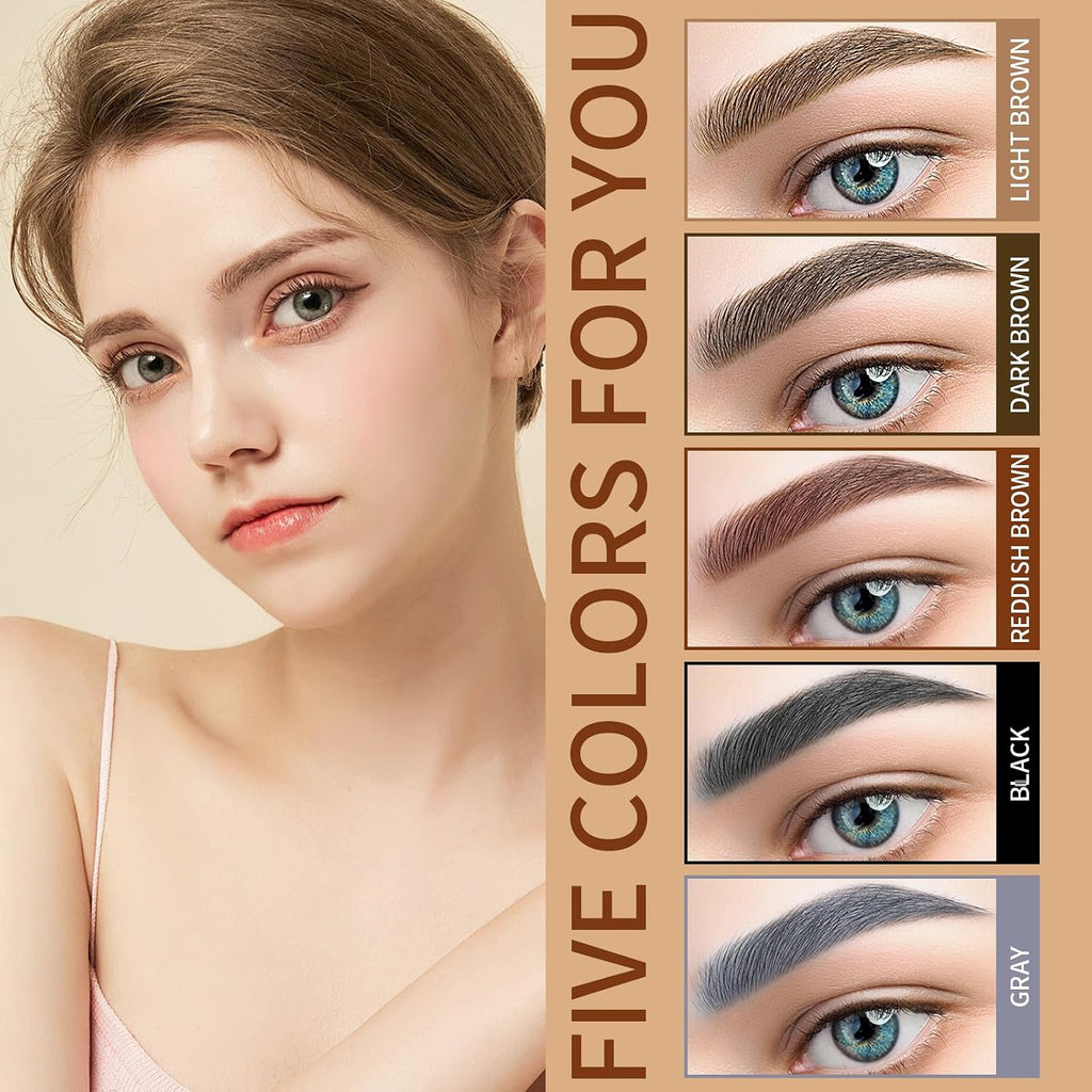 Eyebrow 4 Tip Brow Pencil, Microblading Pen Waterproof Long-Lasting with Upgrade Micro-Fork Tip Applicator for