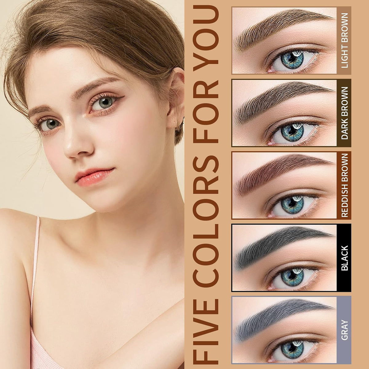 Eyebrow 4 Tip Brow Pencil, Microblading Pen Waterproof Long-Lasting with Upgrade Micro-Fork Tip Applicator for