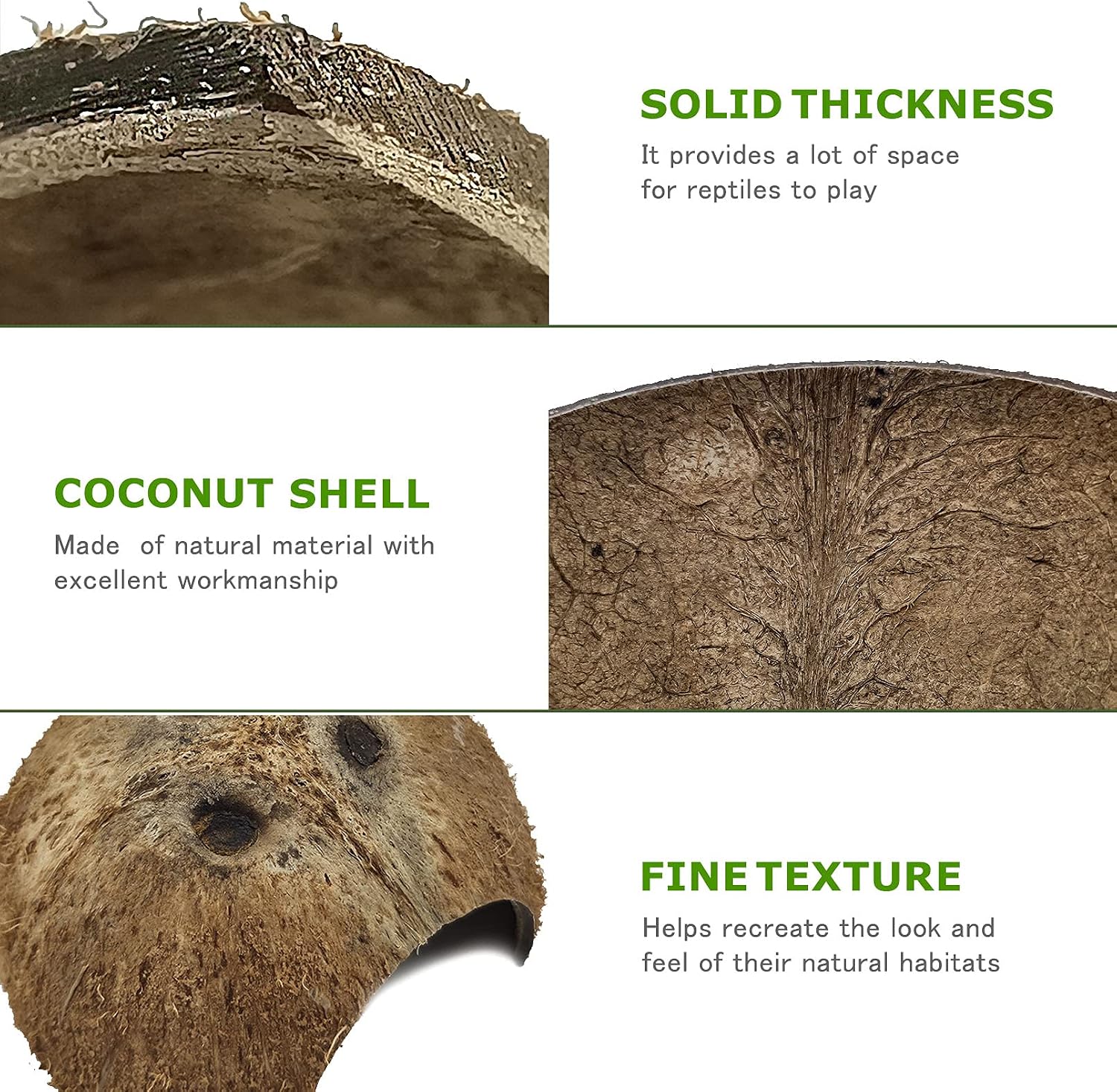 Reptile Hideouts Natural Coconut Shells Hut Hermit Crab Climbing Toys Gecko Hide Cave Lizard Habitat Decor Plant