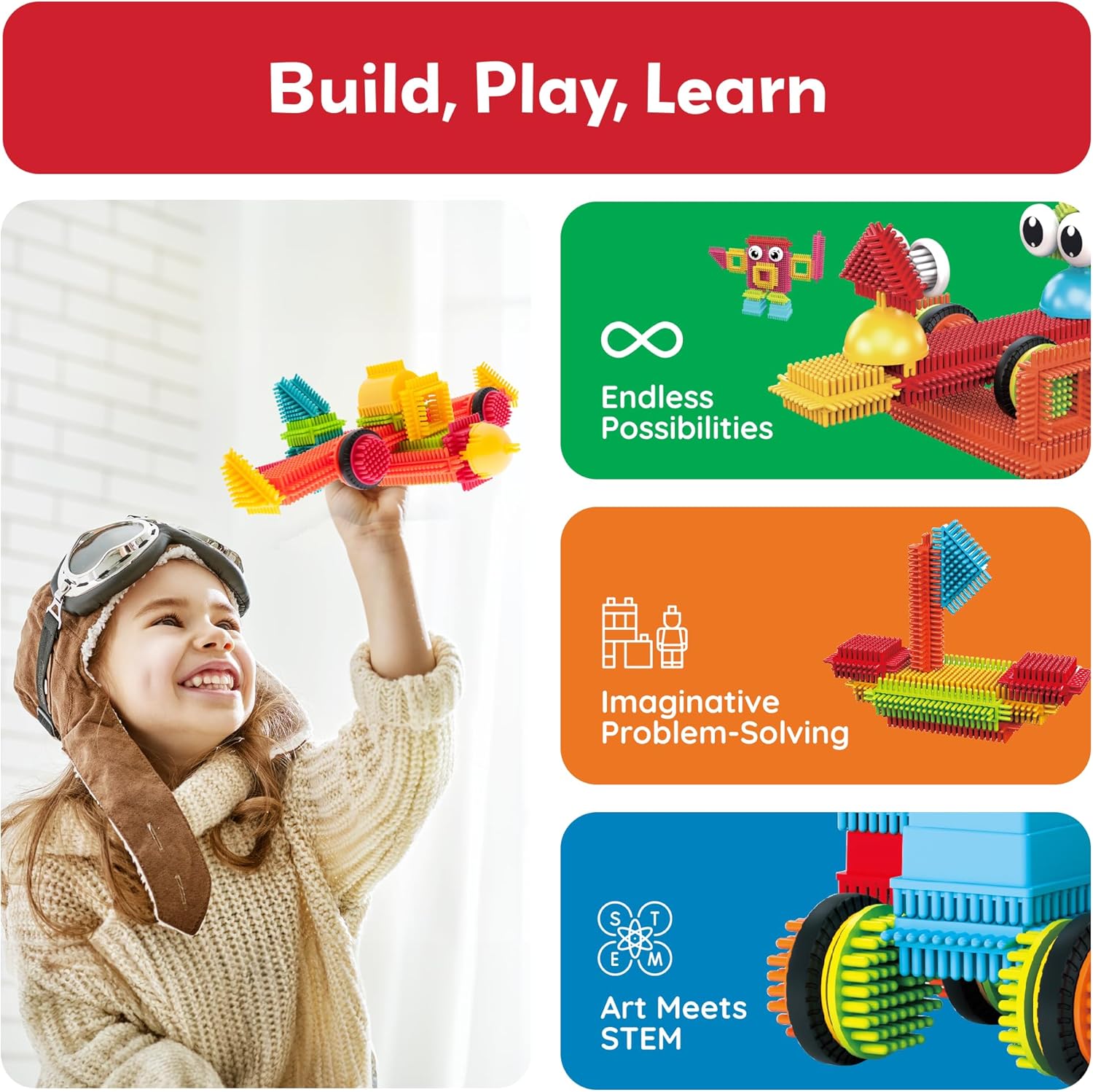 120pcs Hedgehog Interlocking Building Blocks Tiles Construction Toy Set Learning Playset STEAM Development Preschool