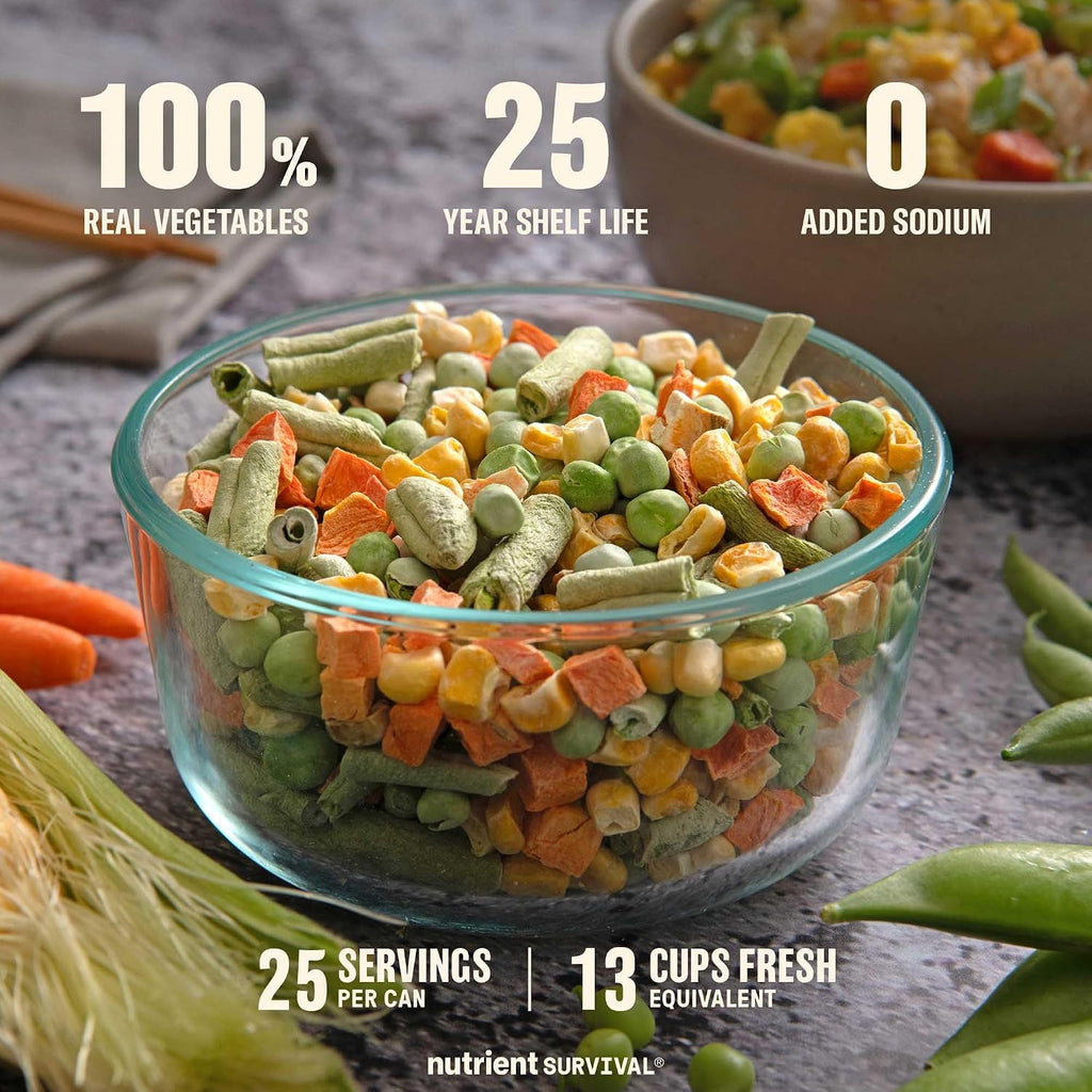 Freeze-Dried Mixed Vegetables – #10 Can | 25-Year Shelf Life | Emergency Food | Premium Non-GMO Blend