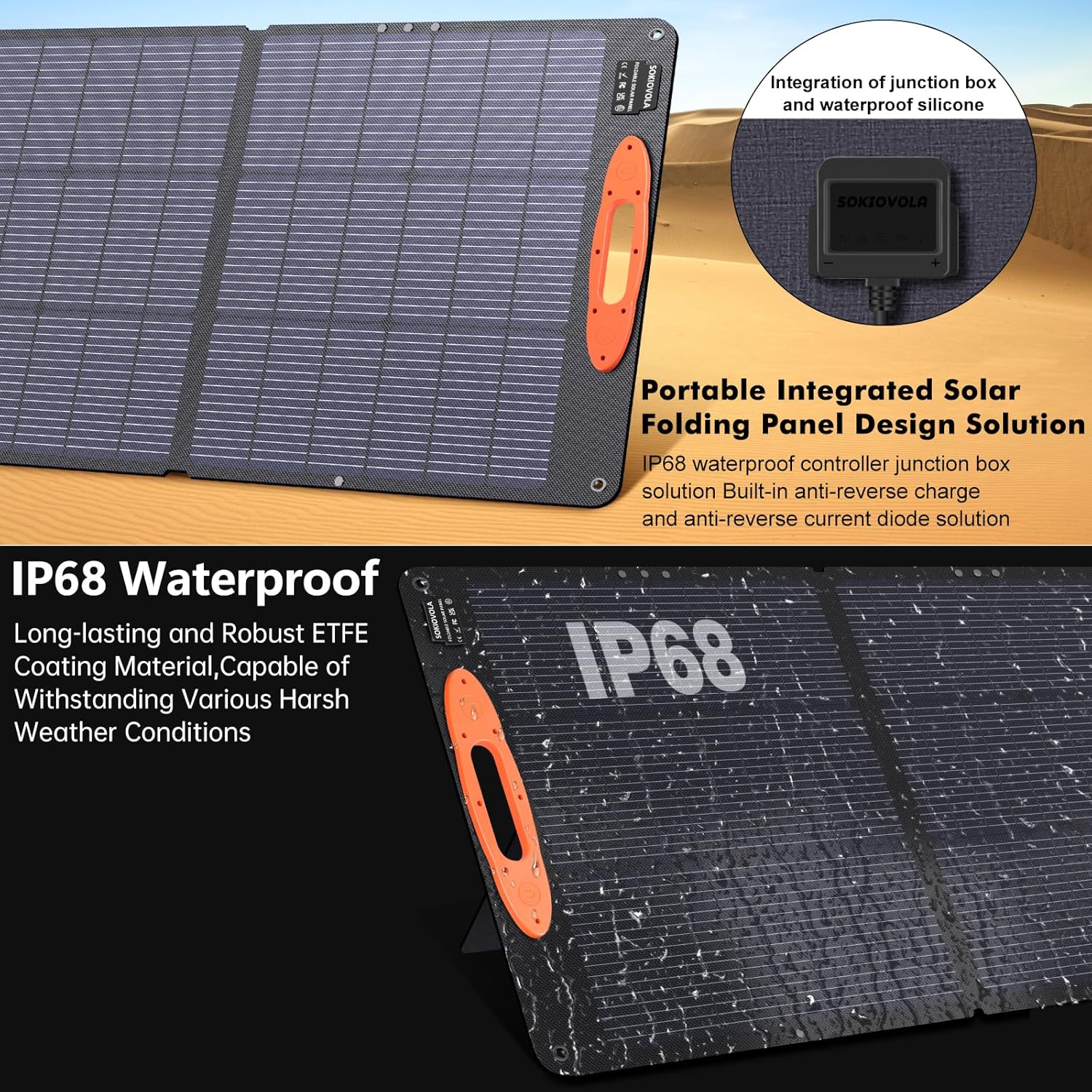 N-Type 16BB 110W Portable Solar Panel for EF/Jackery/Bluetti/Anker Power Station, 25% High Efficiency ETFE Foldable