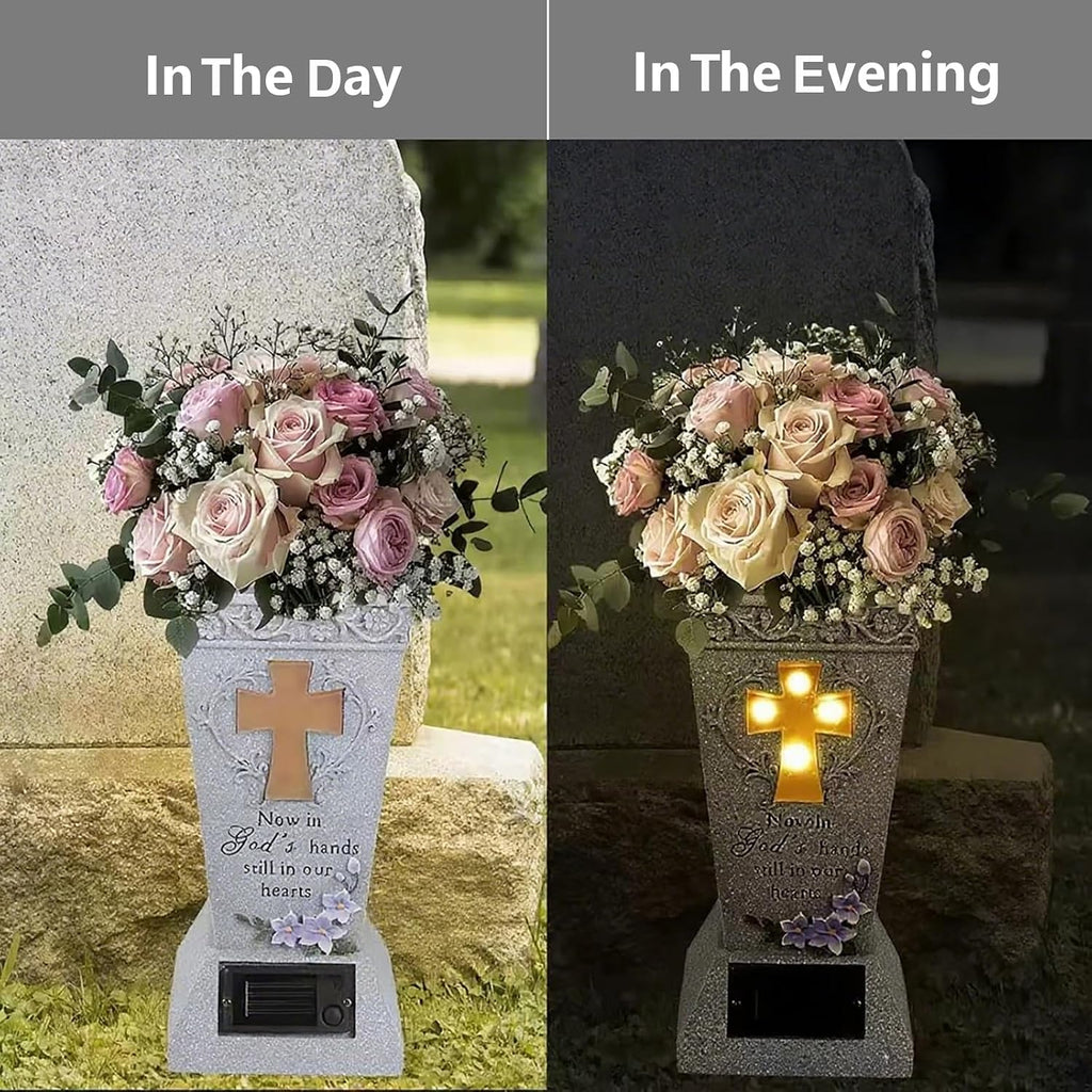 Cemetary Vase Solar Cemetery Grave Vase with LED Cemetery Vases for Grave with Spikes Decorations for Cemetery Grave