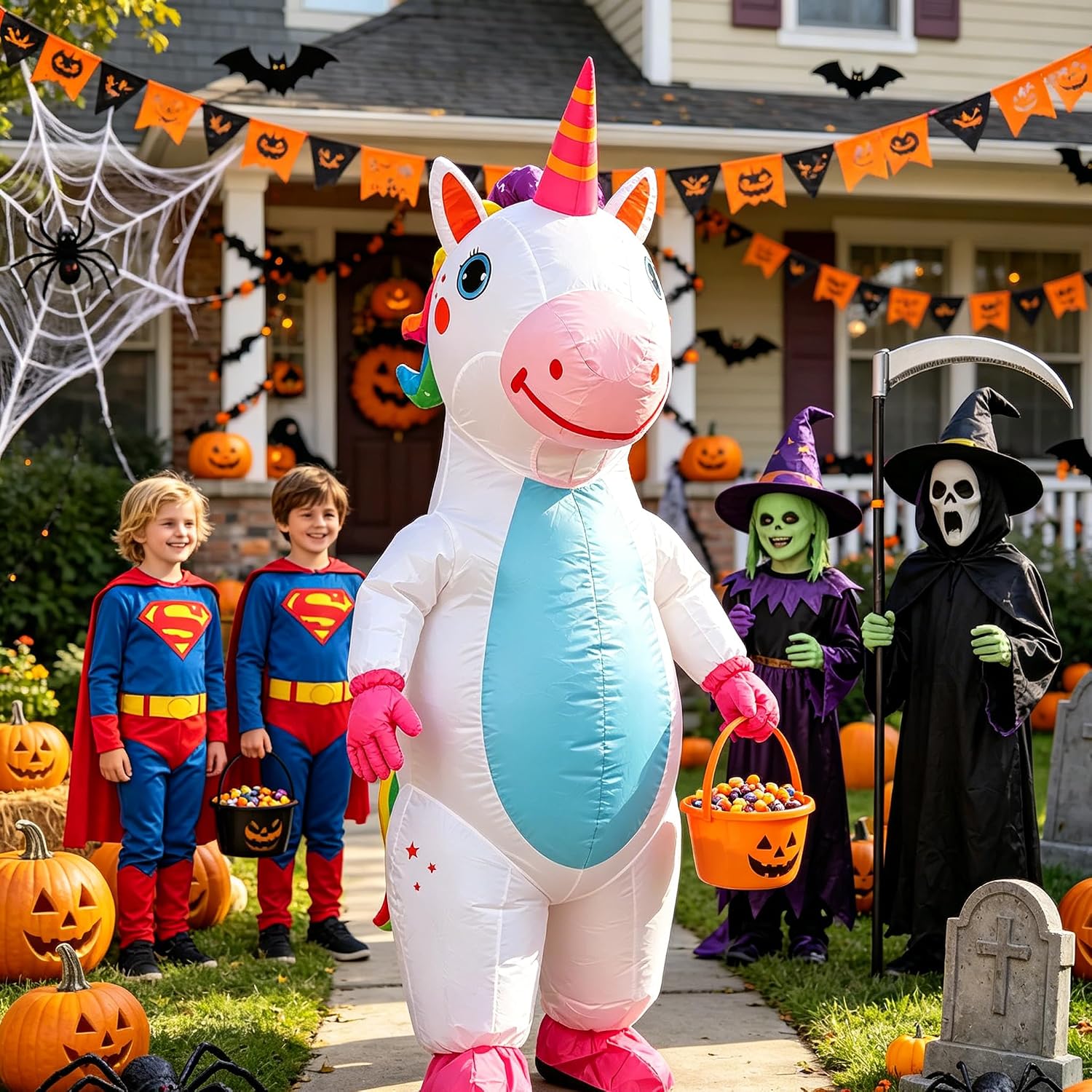 Inflatable Unicorn Costume Adult,Funny Unicorn Blow Up Costumes for Halloween Party Cosplay,Unicorn Suit for Men Women