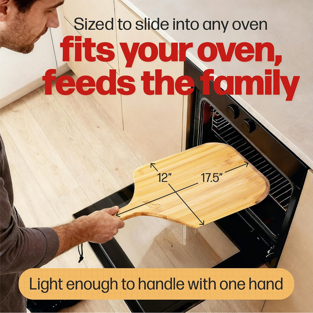 Bamboo Wooden Pizza Peel, 12 Inch Paddle for Oven